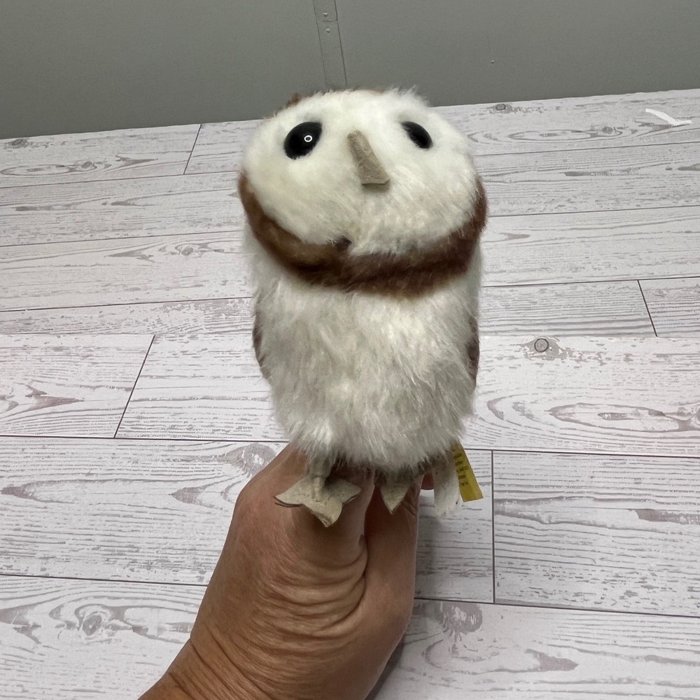 Folkmanis Barn Owl Finger Puppet Brown White Plush Bird 5 Inch